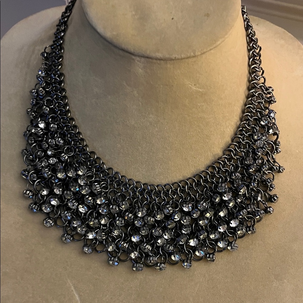 Statement choker necklace silver & crystals Gothic